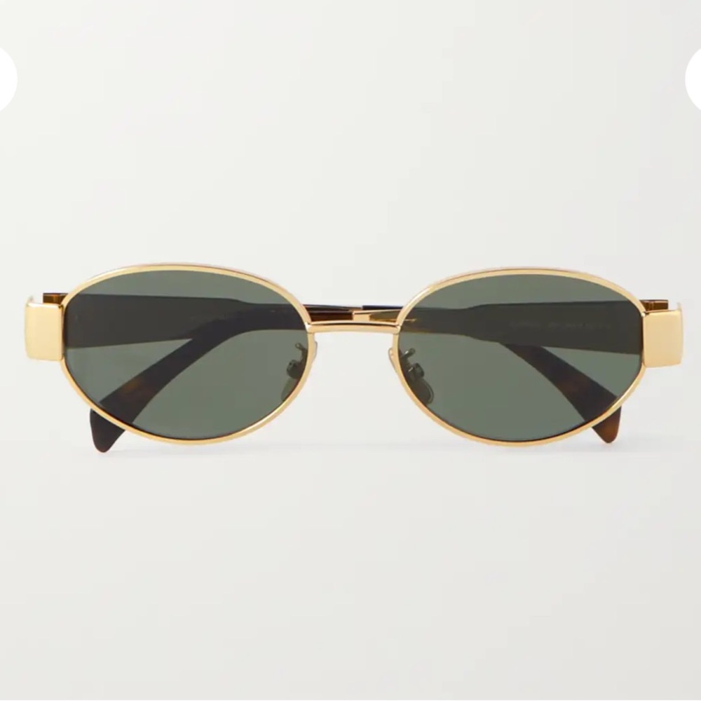 CELINE Oval-frame gold-tone and tortoiseshell acetate sunglasses